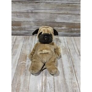 Bestever 9" Pug Plush Stuffed Dog Tan Brown Face Puppy Toy Lounging
Lying Laying